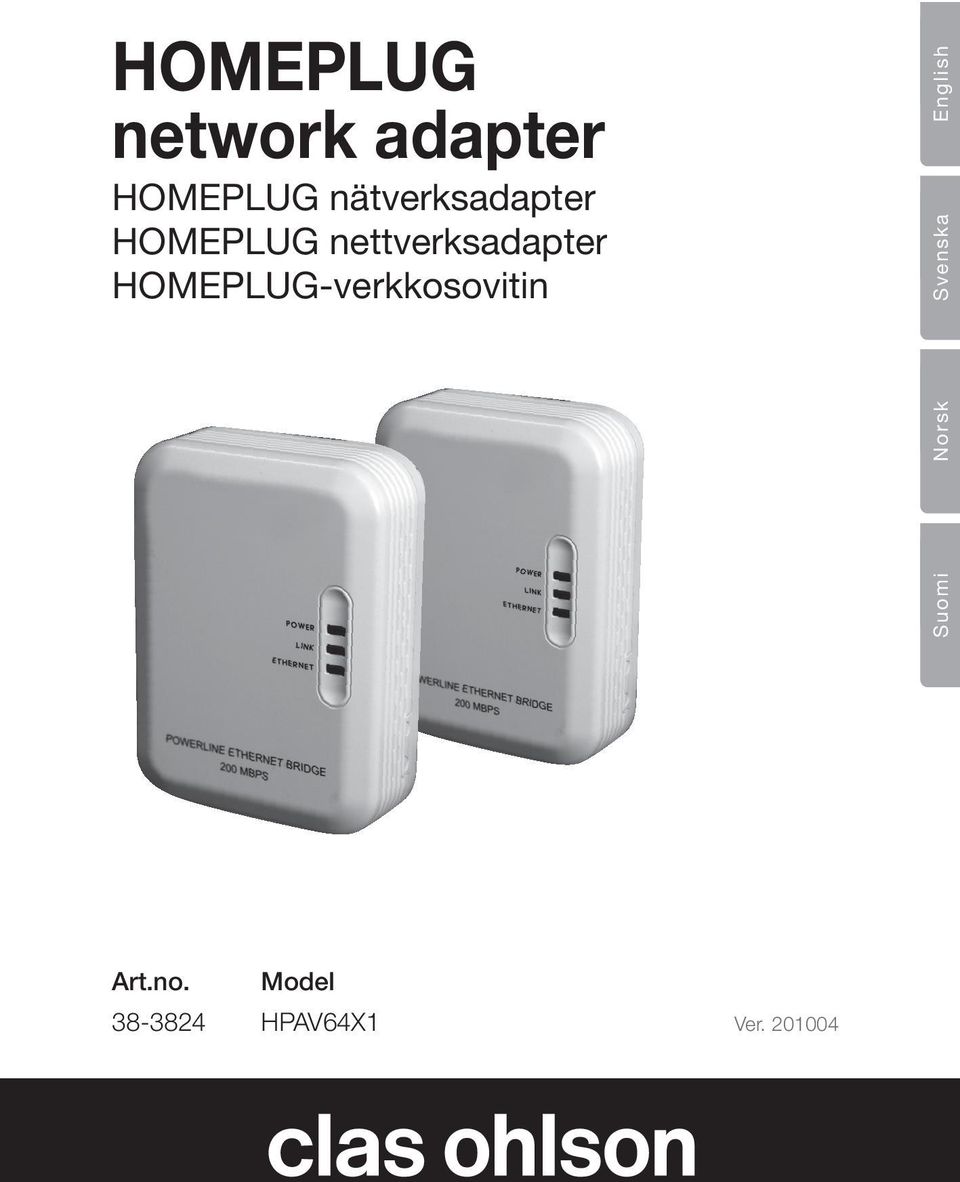 HOMEPLUG-verkkosovitin English Suomi
