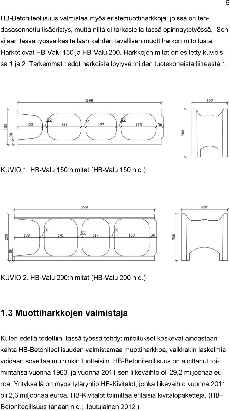 Tarkemmat tiedot harkoista löytyvät niiden tuotekorteista liitteestä 1. KUVIO 1. HB-Valu 150:n mitat (HB-Valu 150 n.d.) KUVIO 2. HB-Valu 200:n mitat (HB-Valu 200 n.d.) 1.