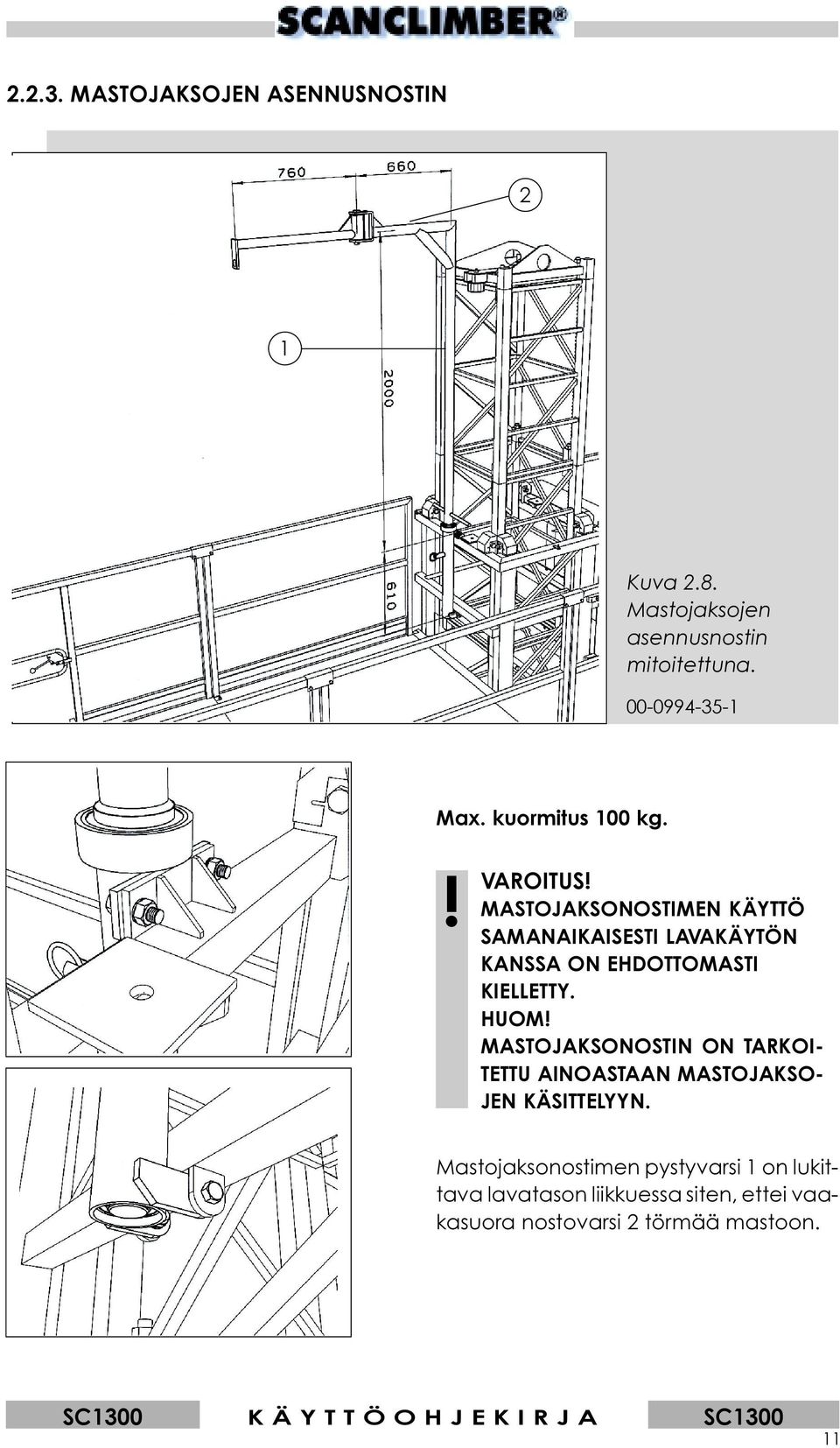 MASTOJAKSONOSTIMEN KÄYTTÖ SAMANAIKAISESTI LAVAKÄYTÖN KANSSA ON EHDOTTOMASTI KIELLETTY. HUOM!