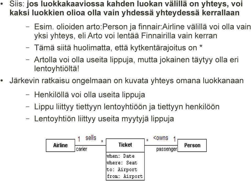 että kytkentärajoitus on * Artolla voi olla useita lippuja, mutta jokainen täytyy olla eri lentoyhtiöltä!