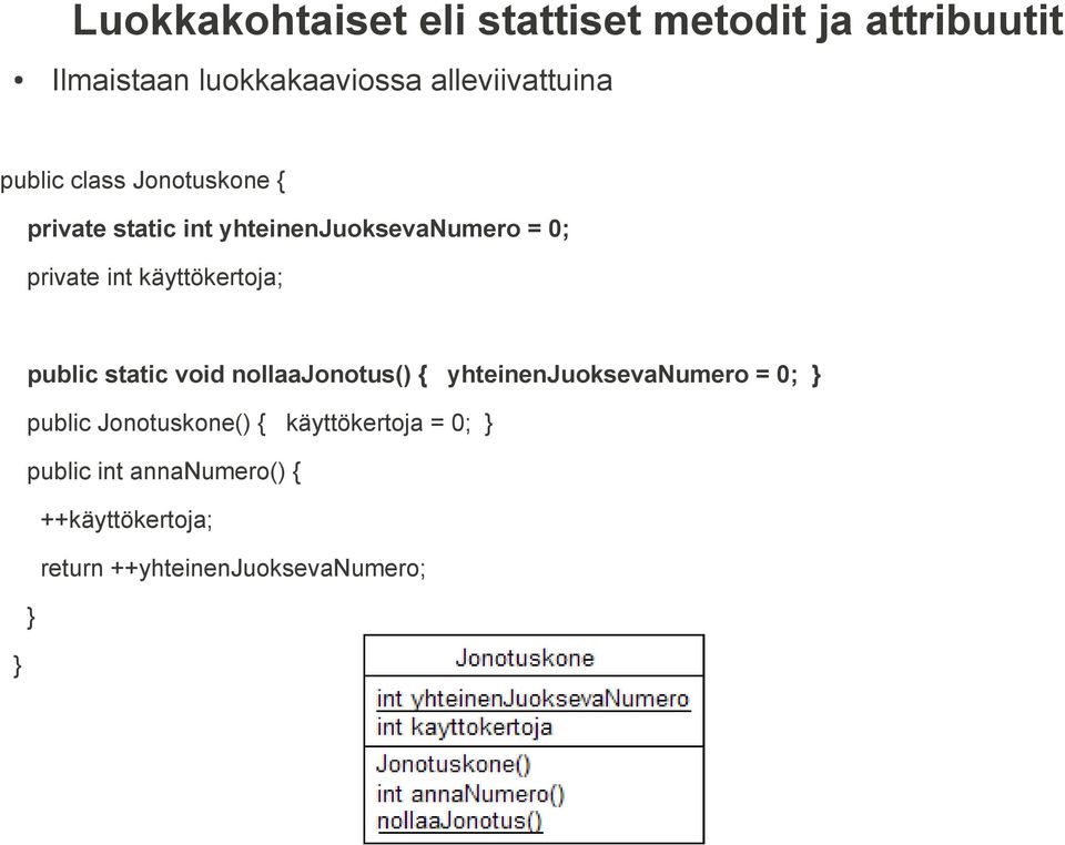 käyttökertoja; public static void nollaajonotus() { yhteinenjuoksevanumero = 0; } public