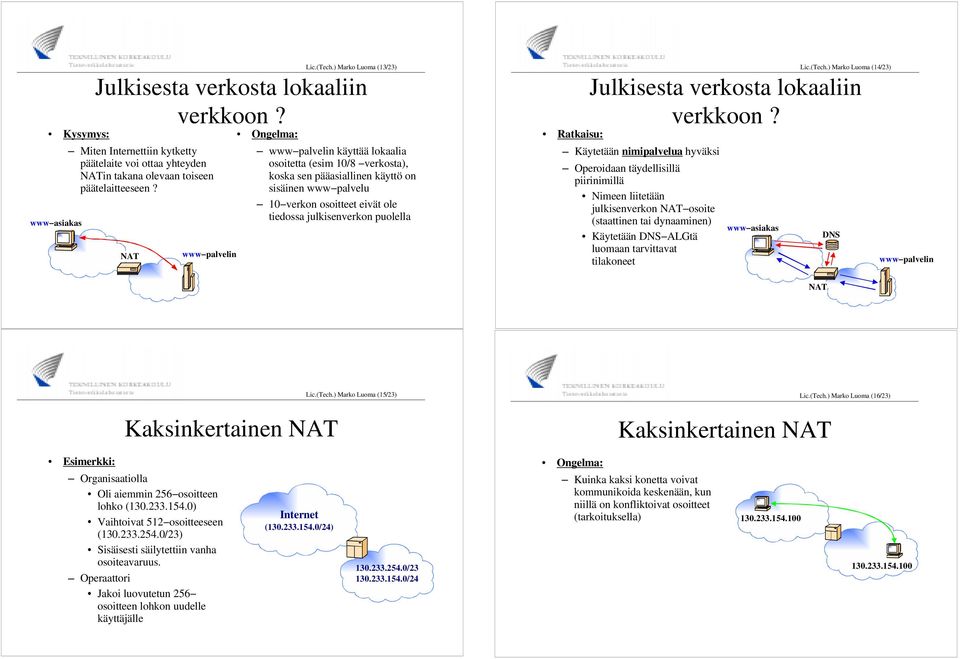 Lic.(Tech.) Marko Luoma (14/23) Julkisesta verkosta lokaaliin verkkoon?
