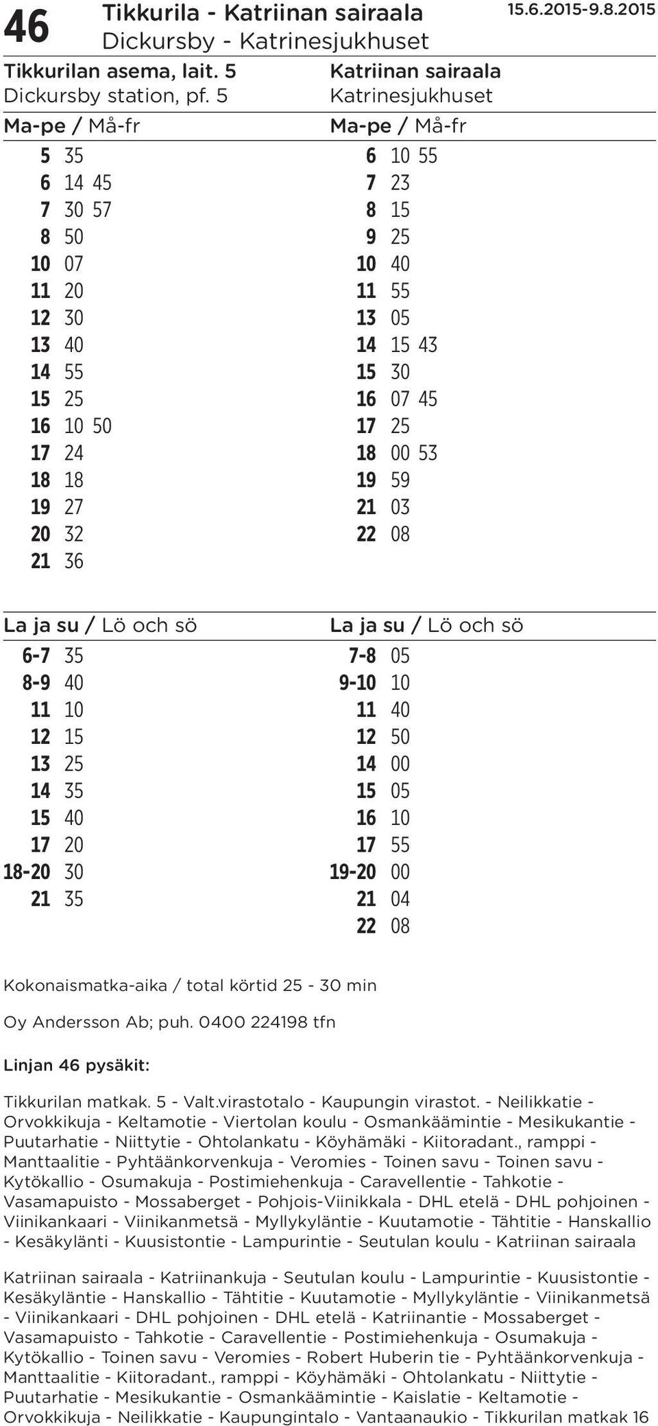 18 19 59 19 27 21 03 20 32 22 08 21 36 La ja su / Lö och sö La ja su / Lö och sö 6-7 35 7-8 05 8-9 40 9-10 10 11 10 11 40 12 15 12 50 13 25 14 00 14 35 15 05 15 40 16 10 17 20 17 55 18-20 30 19-20 00