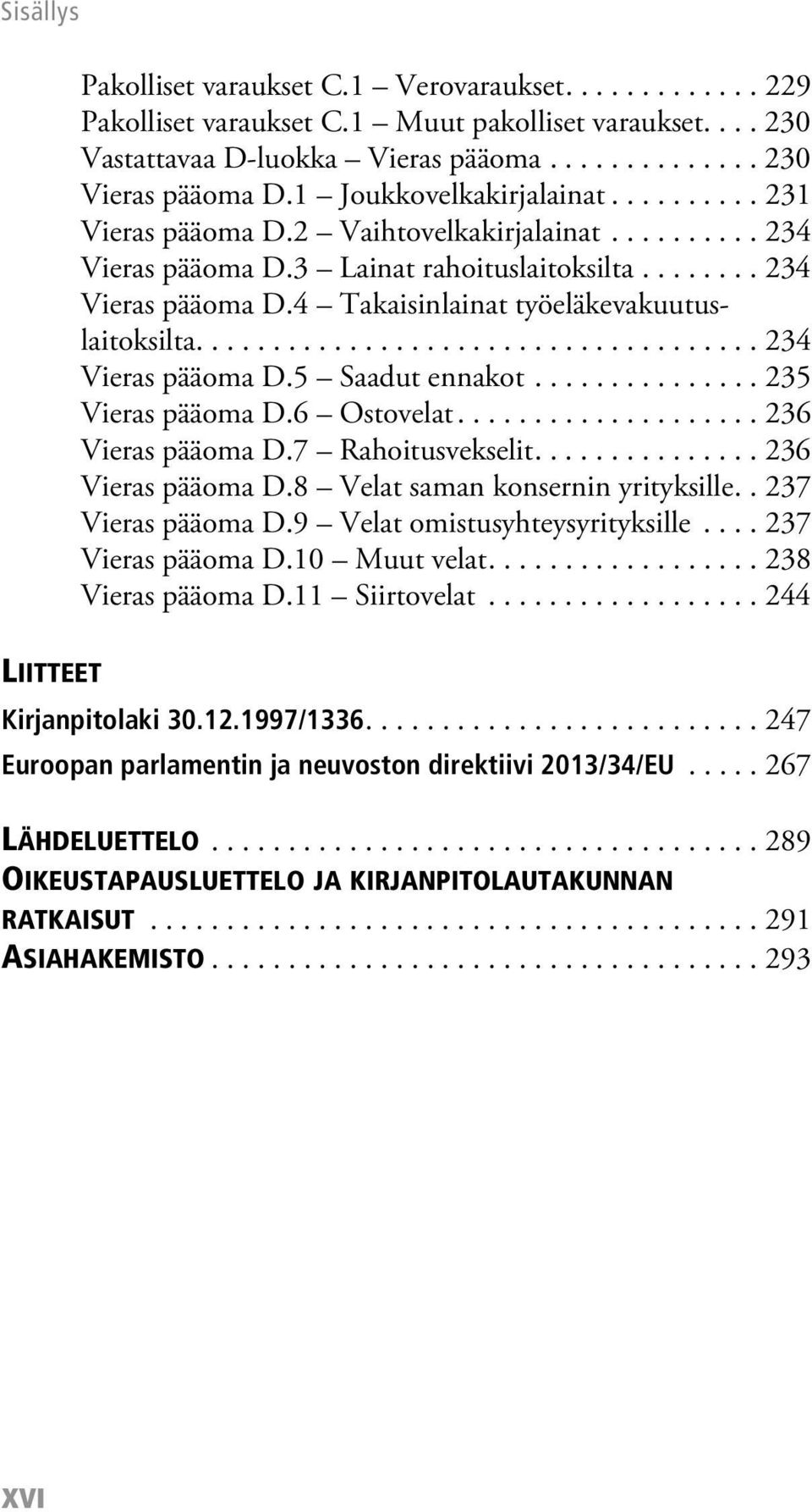 .................................... 234 Vieras pääoma D.5 Saadut ennakot............... 235 Vieras pääoma D.6 Ostovelat.................... 236 Vieras pääoma D.7 Rahoitusvekselit.