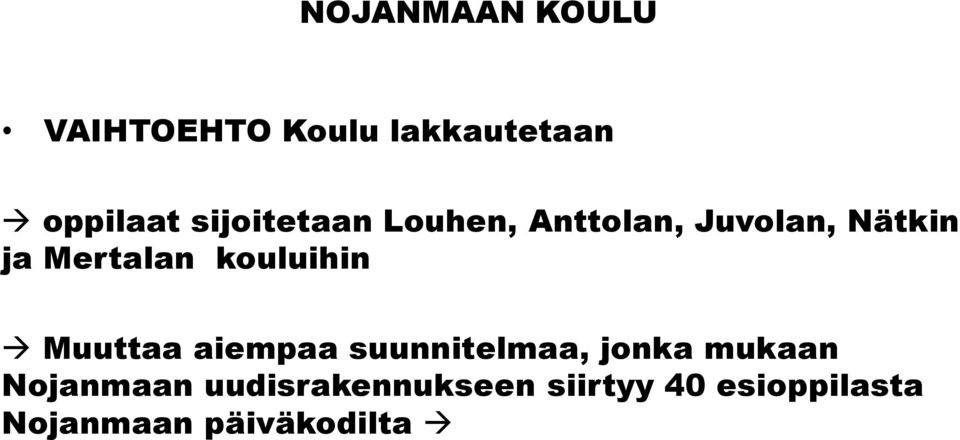 kouluihin Muuttaa aiempaa suunnitelmaa, jonka mukaan