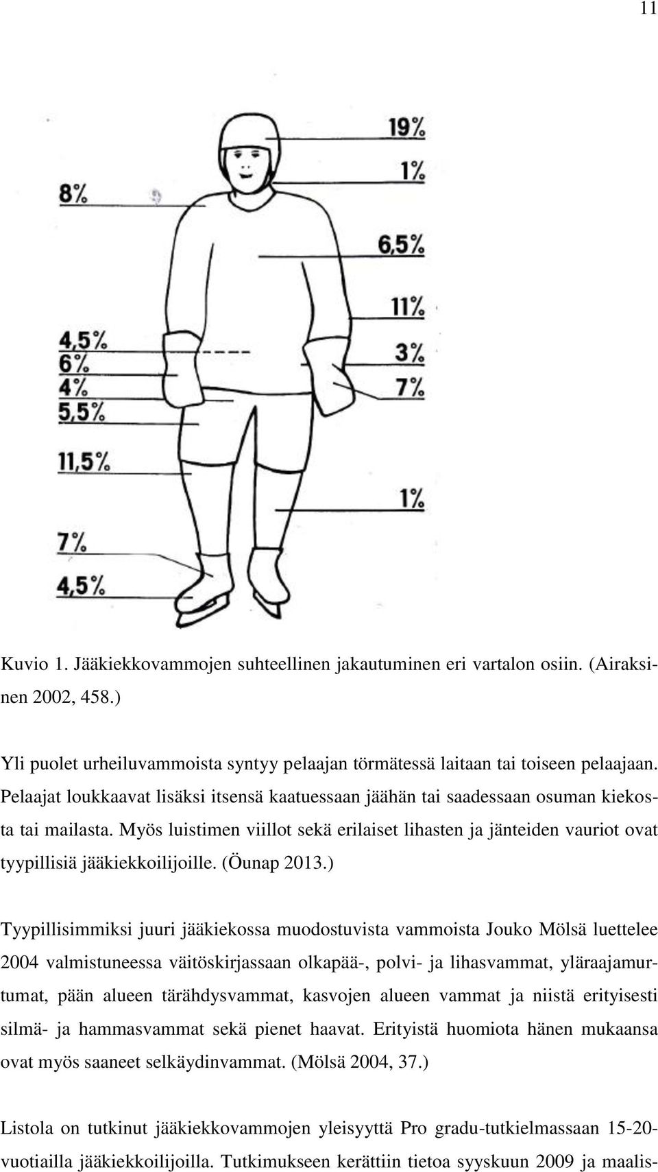 Myös luistimen viillot sekä erilaiset lihasten ja jänteiden vauriot ovat tyypillisiä jääkiekkoilijoille. (Öunap 2013.