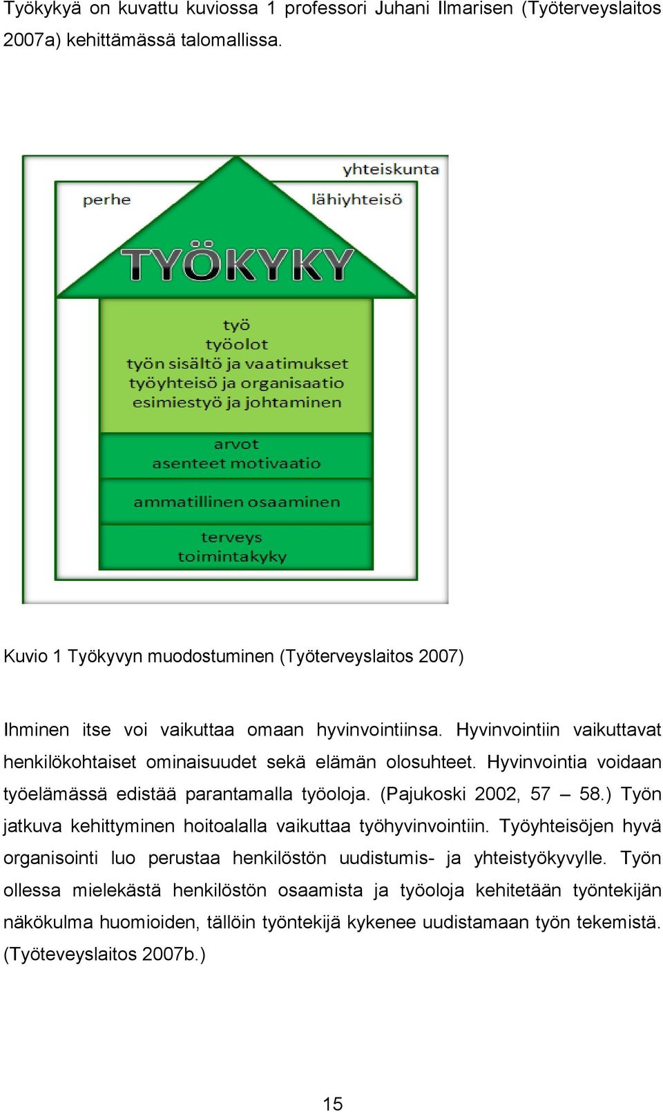 Hyvinvointiin vaikuttavat henkilökohtaiset ominaisuudet sekä elämän olosuhteet. Hyvinvointia voidaan työelämässä edistää parantamalla työoloja. (Pajukoski 2002, 57 58.