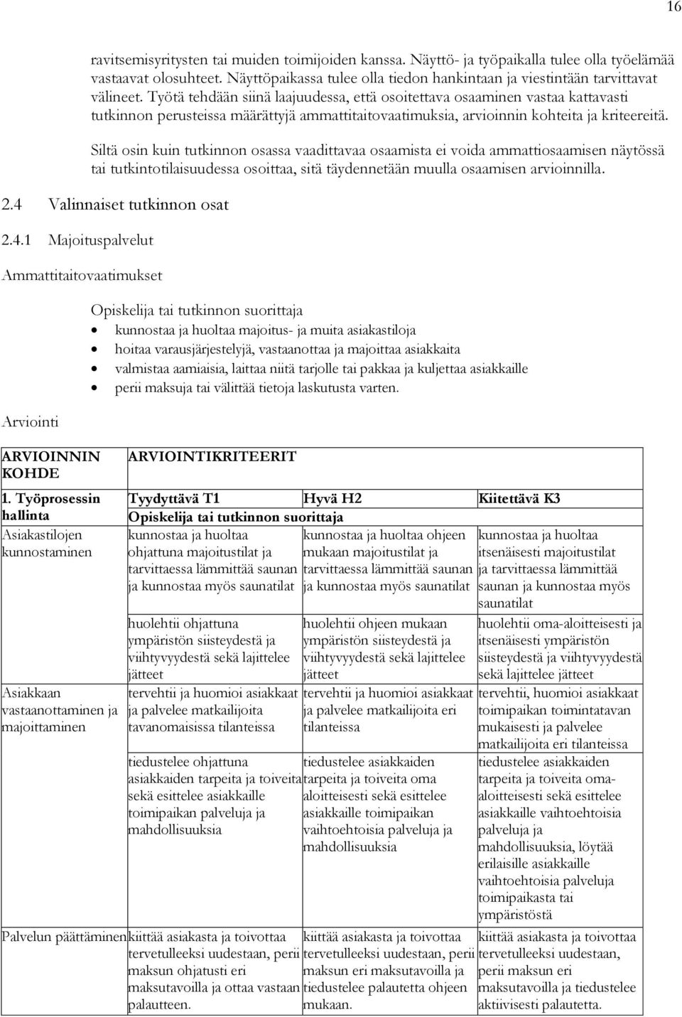 Siltä osin kuin tutkinnon osassa vaadittavaa osaamista ei voida ammattiosaamisen näytössä tai tutkintotilaisuudessa osoittaa, sitä täydennetään muulla osaamisen arvioinnilla. 2.