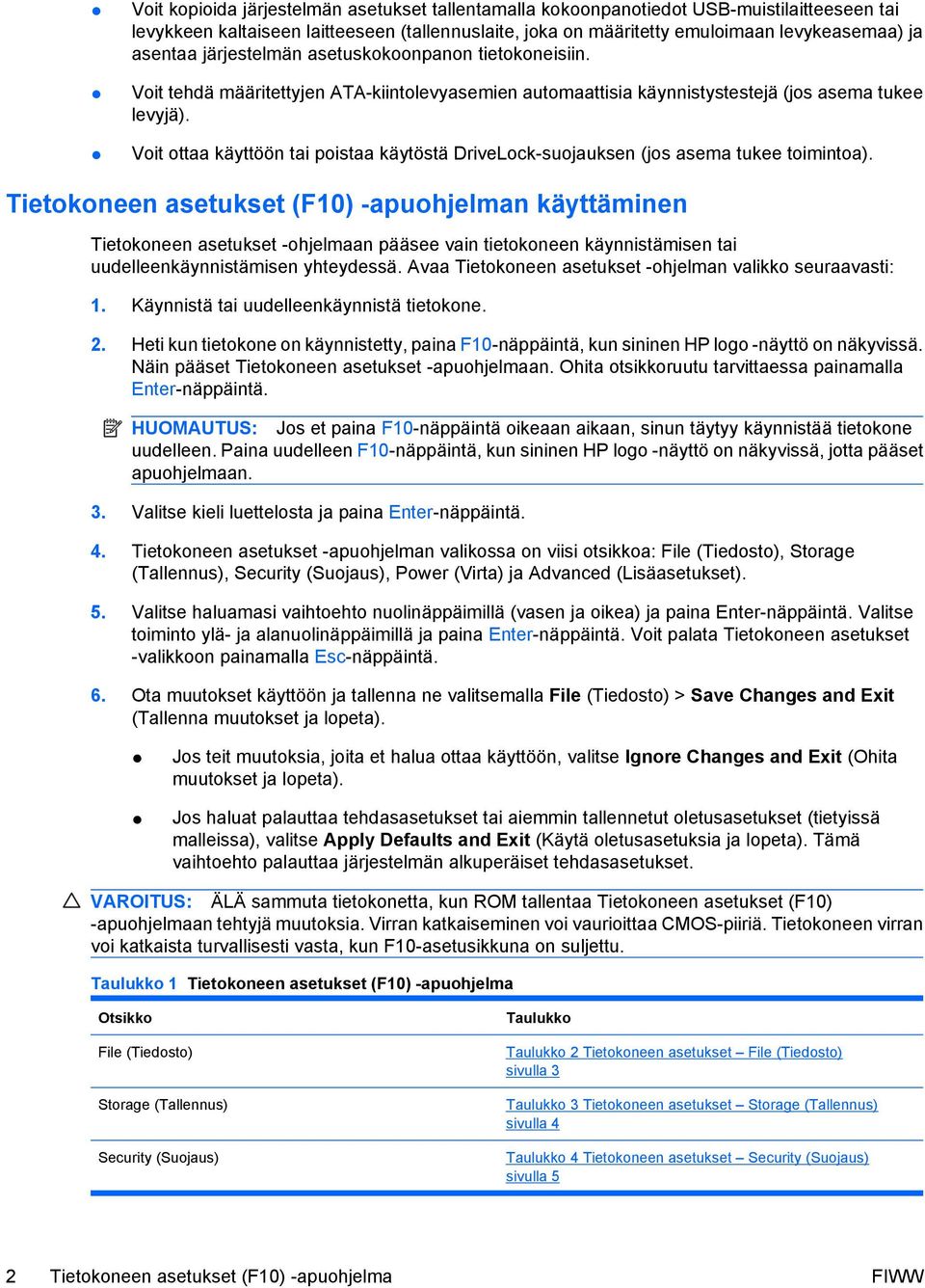 Voit ottaa käyttöön tai poistaa käytöstä DriveLock-suojauksen (jos asema tukee toimintoa).
