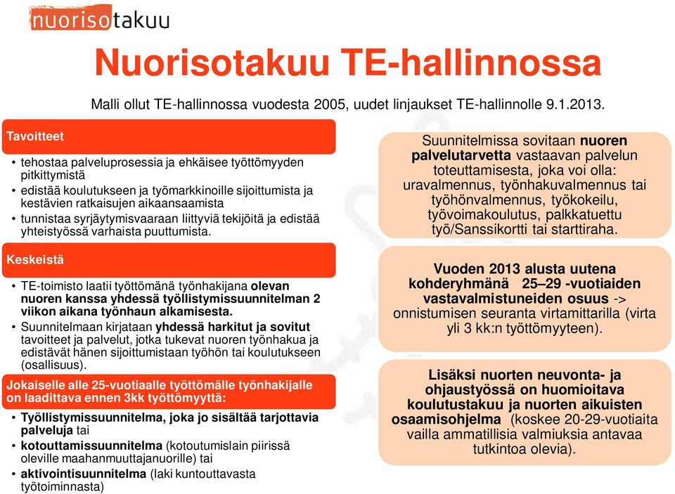 liittyviä tekijöitä ja edistää yhteistyössä varhaista puuttumista.