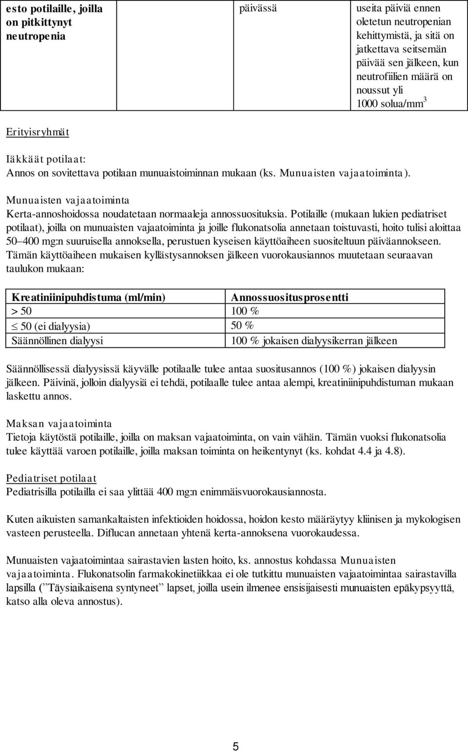 Munuaisten vajaatoiminta Kerta-annoshoidossa noudatetaan normaaleja annossuosituksia.
