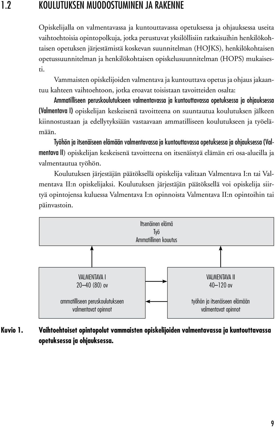 Vammaisten opiskelijoiden valmentava ja kuntouttava opetus ja ohjaus jakaantuu kahteen vaihtoehtoon, jotka eroavat toisistaan tavoitteiden osalta: Ammatilliseen peruskoulutukseen valmentavassa ja