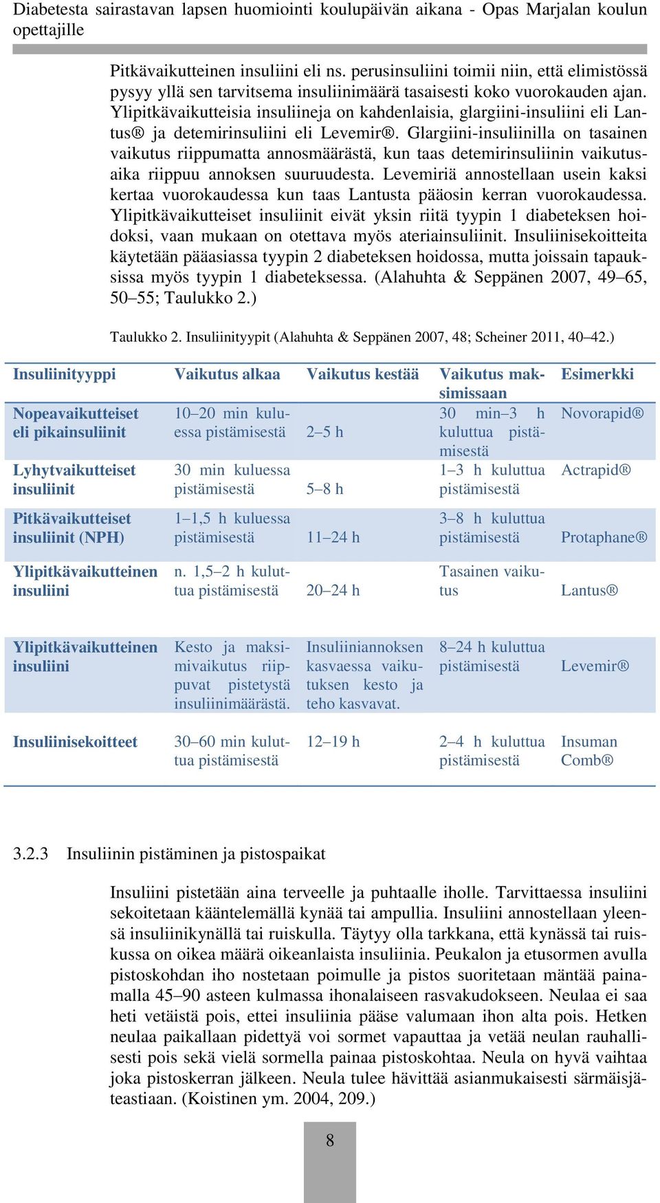 Glargiini-insuliinilla on tasainen vaikutus riippumatta annosmäärästä, kun taas detemirinsuliinin vaikutusaika riippuu annoksen suuruudesta.