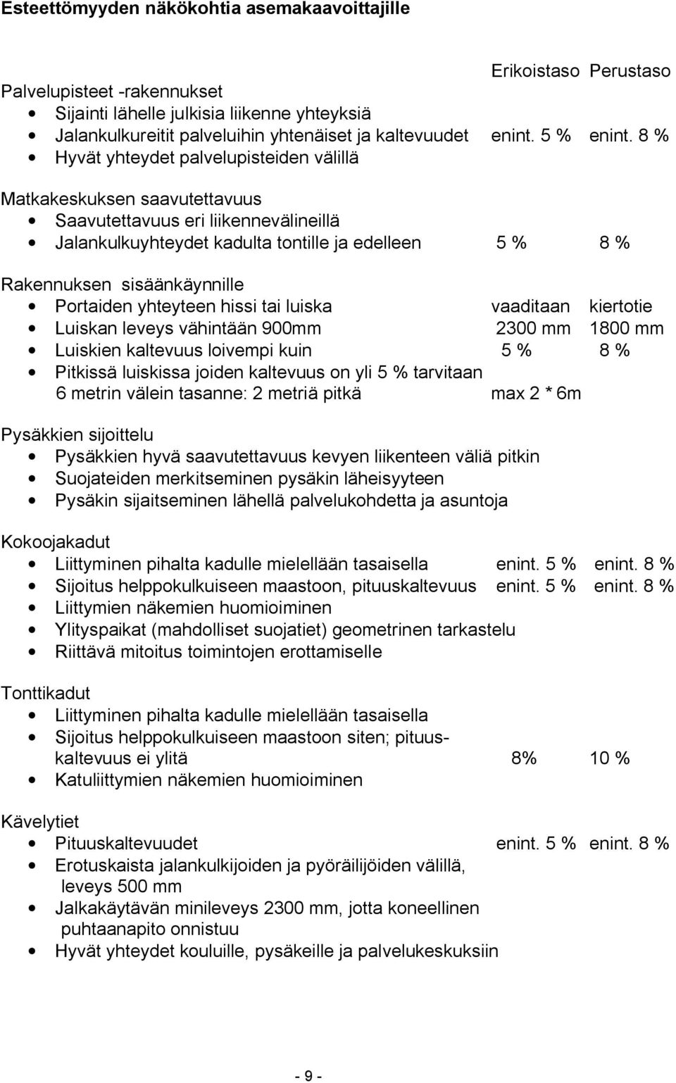 8 % Hyvät yhteydet palvelupisteiden välillä Matkakeskuksen saavutettavuus Saavutettavuus eri liikennevälineillä Jalankulkuyhteydet kadulta tontille ja edelleen 5 % 8 % Rakennuksen sisäänkäynnille