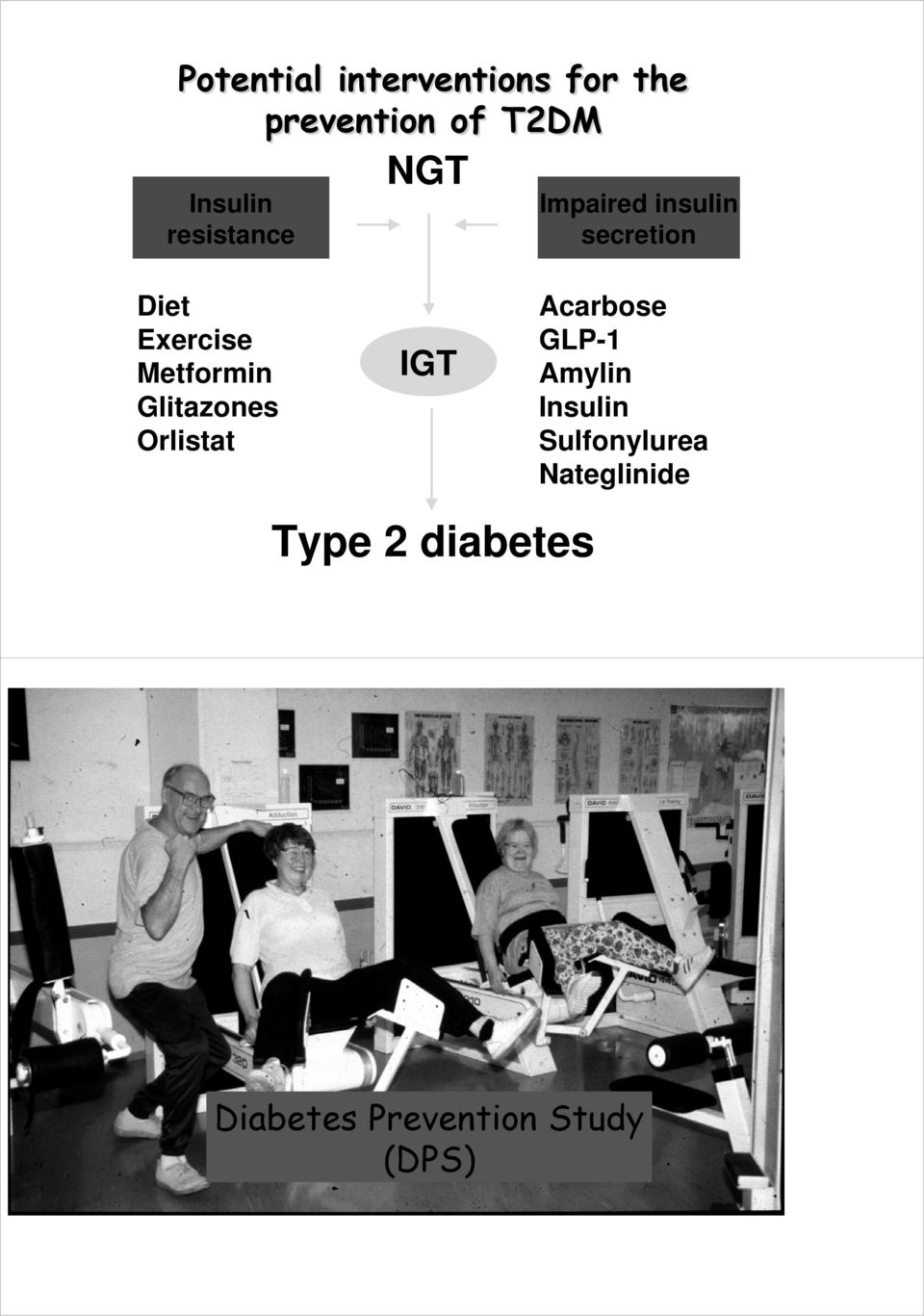 Metformin Glitazones Orlistat IGT Acarbose GLP-1 Amylin