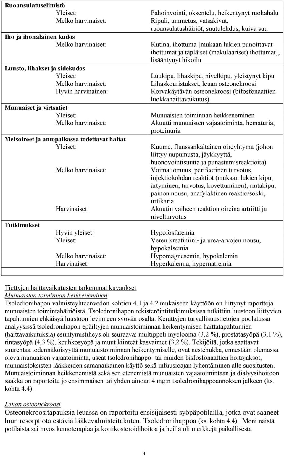oksentelu, heikentynyt ruokahalu Ripuli, ummetus, vatsakivut, ruoansulatushäiriöt, suutulehdus, kuiva suu Kutina, ihottuma [mukaan lukien punoittavat ihottumat ja täpläiset (makulaariset) ihottumat],