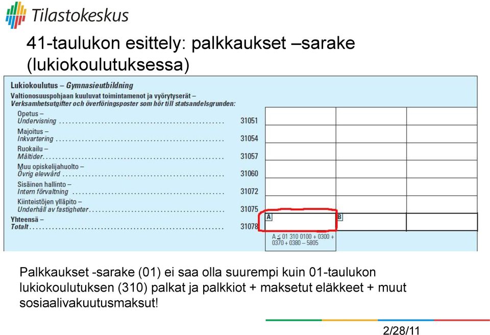 olla suurempi kuin 01-taulukon lukiokoulutuksen (310)