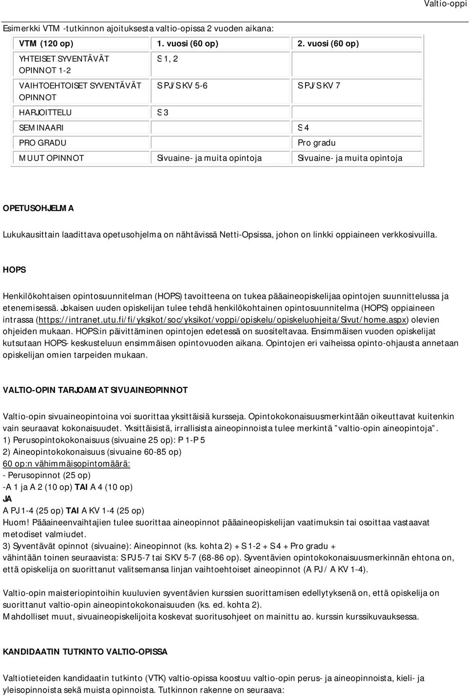 opintoja Sivuaine- ja muita opintoja OPETUSOHJELMA Lukukausittain laadittava opetusohjelma on nähtävissä Netti-Opsissa, johon on linkki oppiaineen verkkosivuilla.