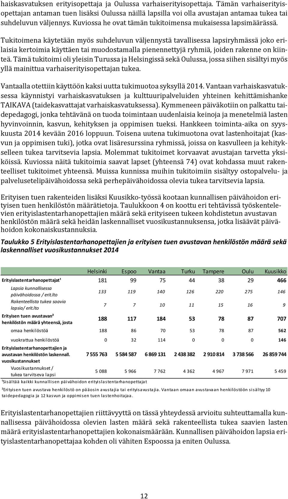 Tukitoimena käytetään myös suhdeluvun väljennystä tavallisessa lapsiryhmässä joko erilaisia kertoimia käyttäen tai muodostamalla pienennettyjä ryhmiä, joiden rakenne on kiinteä.