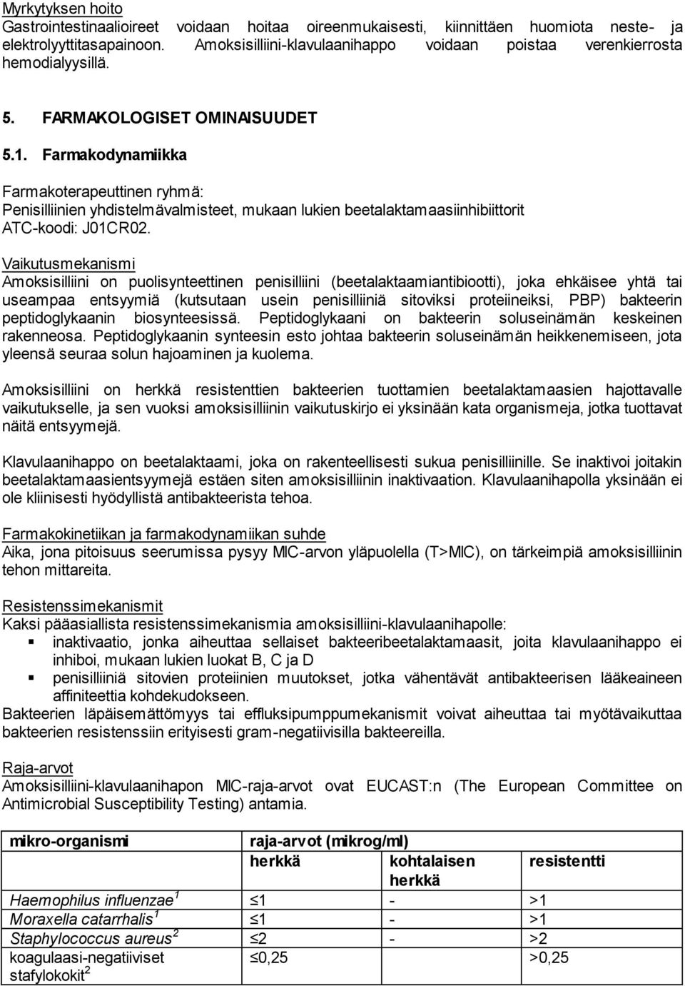 Farmakodynamiikka Farmakoterapeuttinen ryhmä: Penisilliinien yhdistelmävalmisteet, mukaan lukien beetalaktamaasiinhibiittorit ATC-koodi: J01CR02.