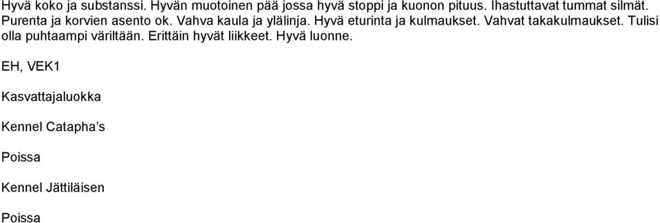 yvä eturinta ja kulmaukset. Vahvat takakulmaukset. Tulisi olla puhtaampi väriltään.