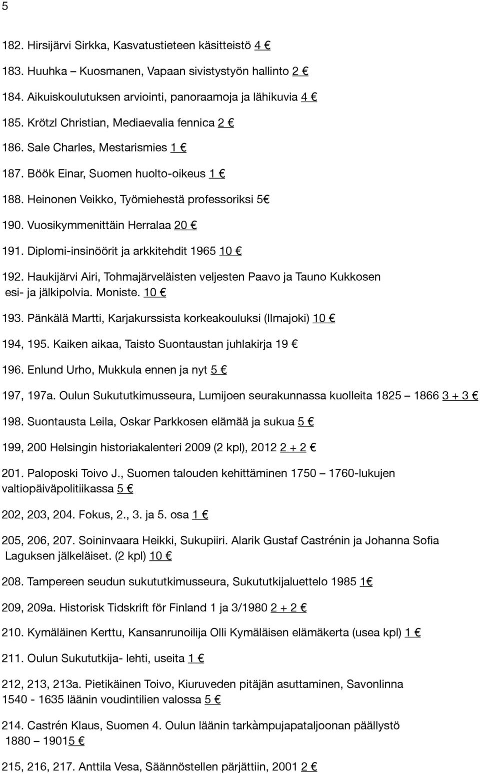 Vuosikymmenittäin Herralaa 20 191. Diplomi-insinöörit ja arkkitehdit 1965 10 192. Haukijärvi Airi, Tohmajärveläisten veljesten Paavo ja Tauno Kukkosen esi- ja jälkipolvia. Moniste. 10 193.