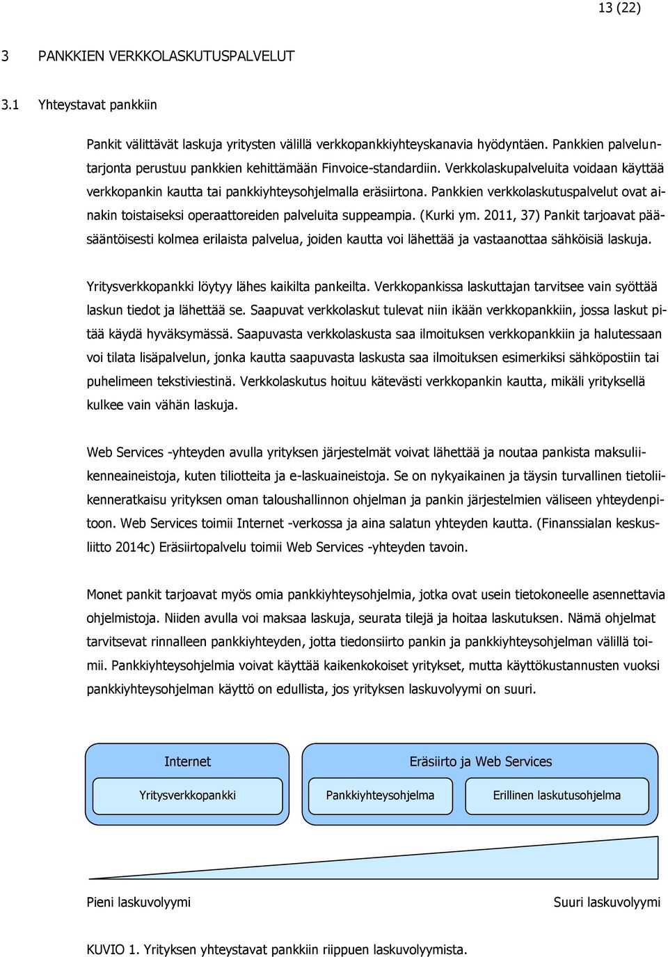 Pankkien verkkolaskutuspalvelut ovat ainakin toistaiseksi operaattoreiden palveluita suppeampia. (Kurki ym.