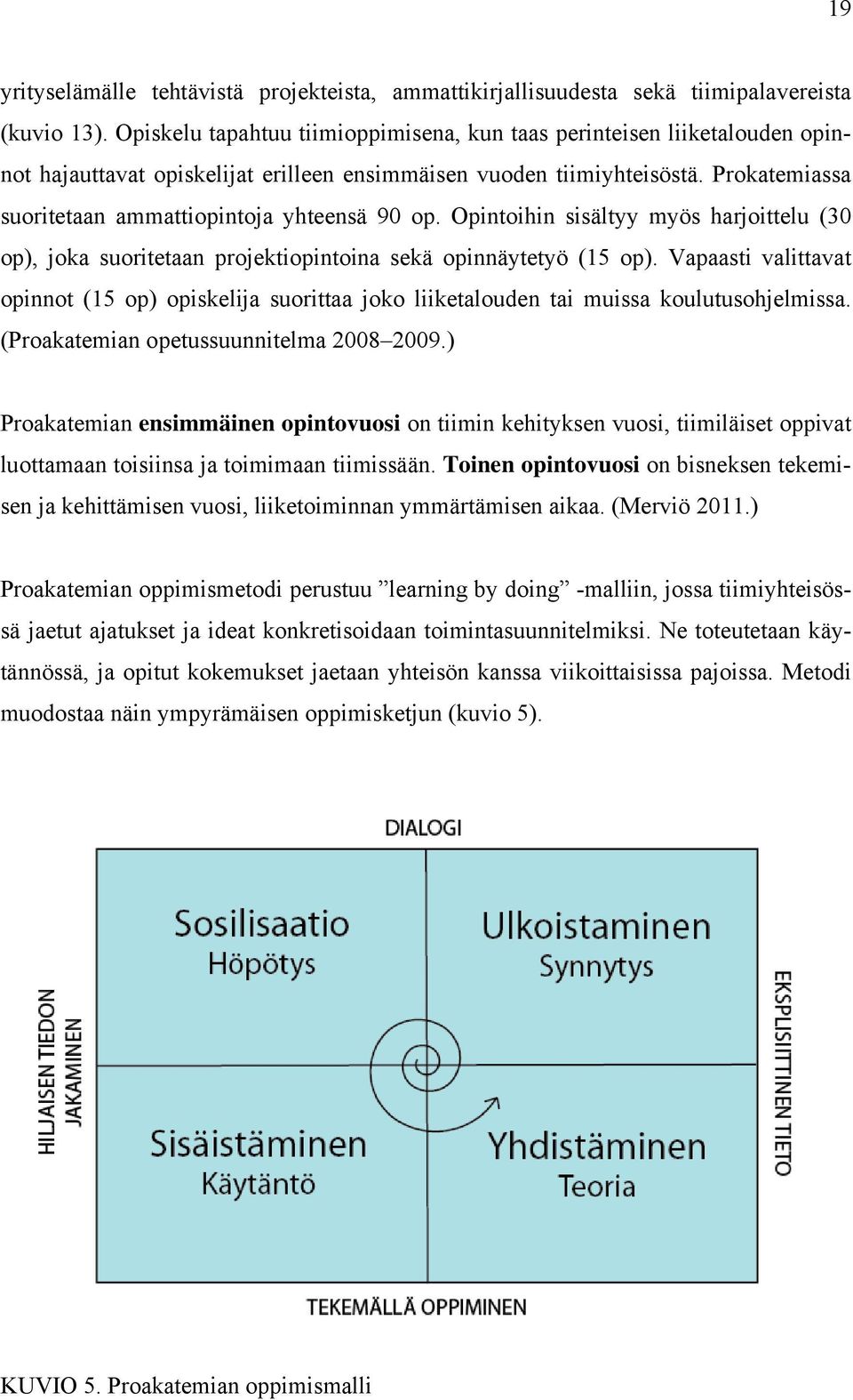 Prokatemiassa suoritetaan ammattiopintoja yhteensä 90 op. Opintoihin sisältyy myös harjoittelu (30 op), joka suoritetaan projektiopintoina sekä opinnäytetyö (15 op).