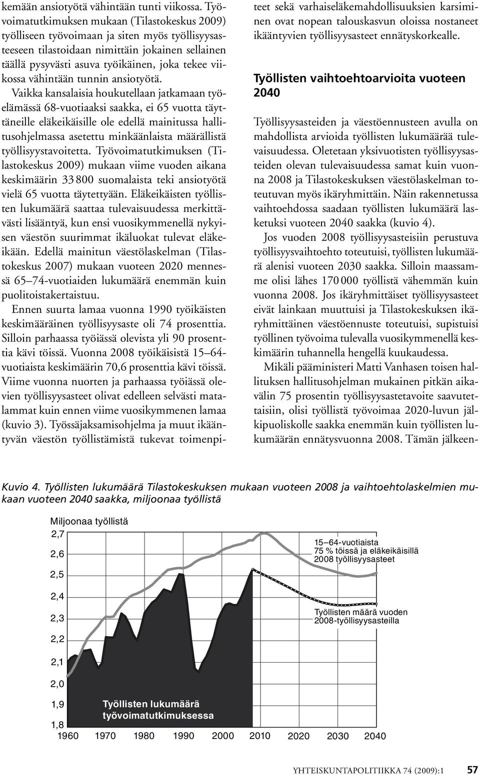 viikossa vähintään tunnin ansiotyötä.