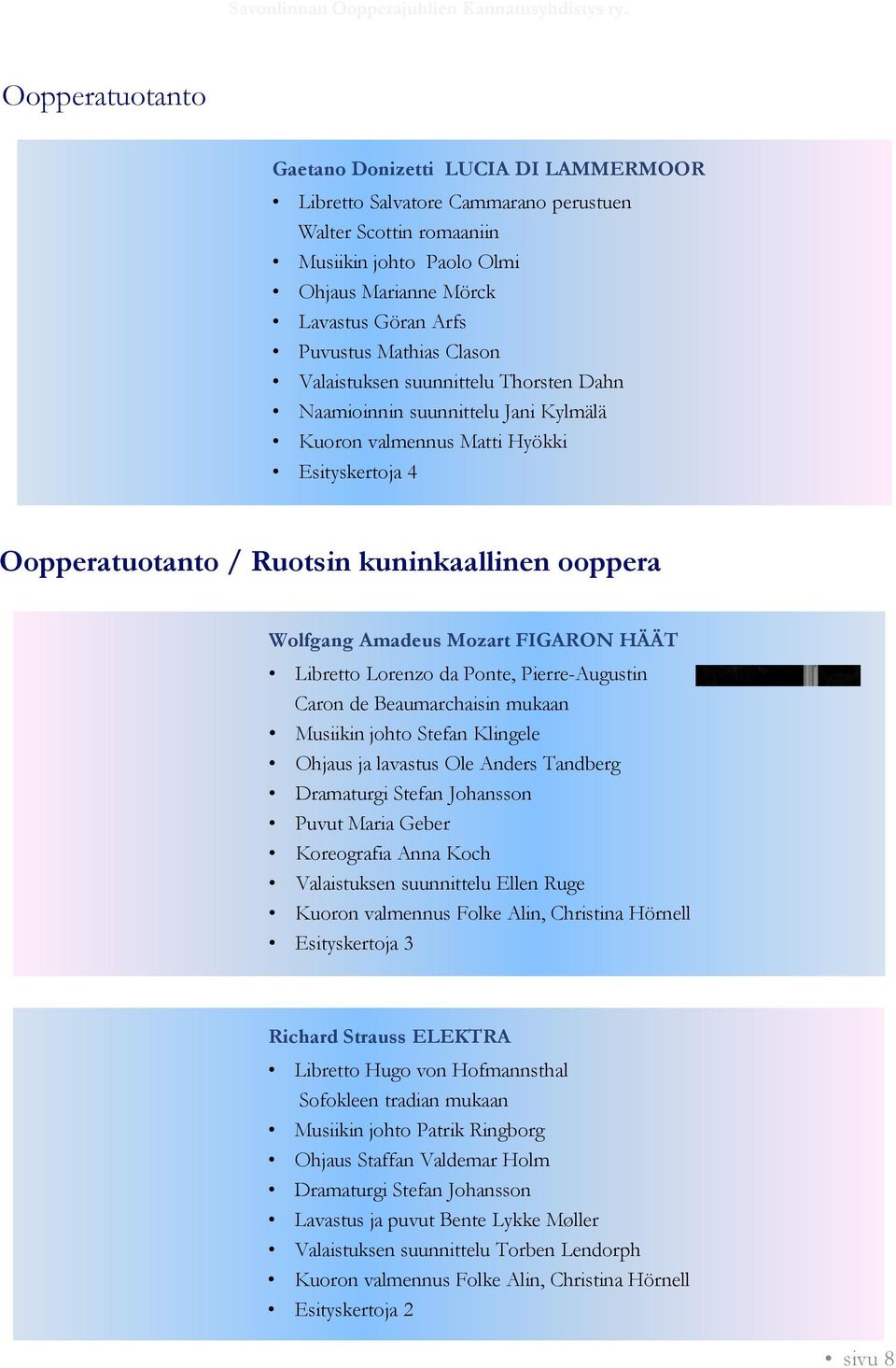 Amadeus Mozart FIGARON HÄÄT Libretto Lorenzo da Ponte, Pierre-Augustin Caron de Beaumarchaisin mukaan Musiikin johto Stefan Klingele Ohjaus ja lavastus Ole Anders Tandberg Dramaturgi Stefan Johansson