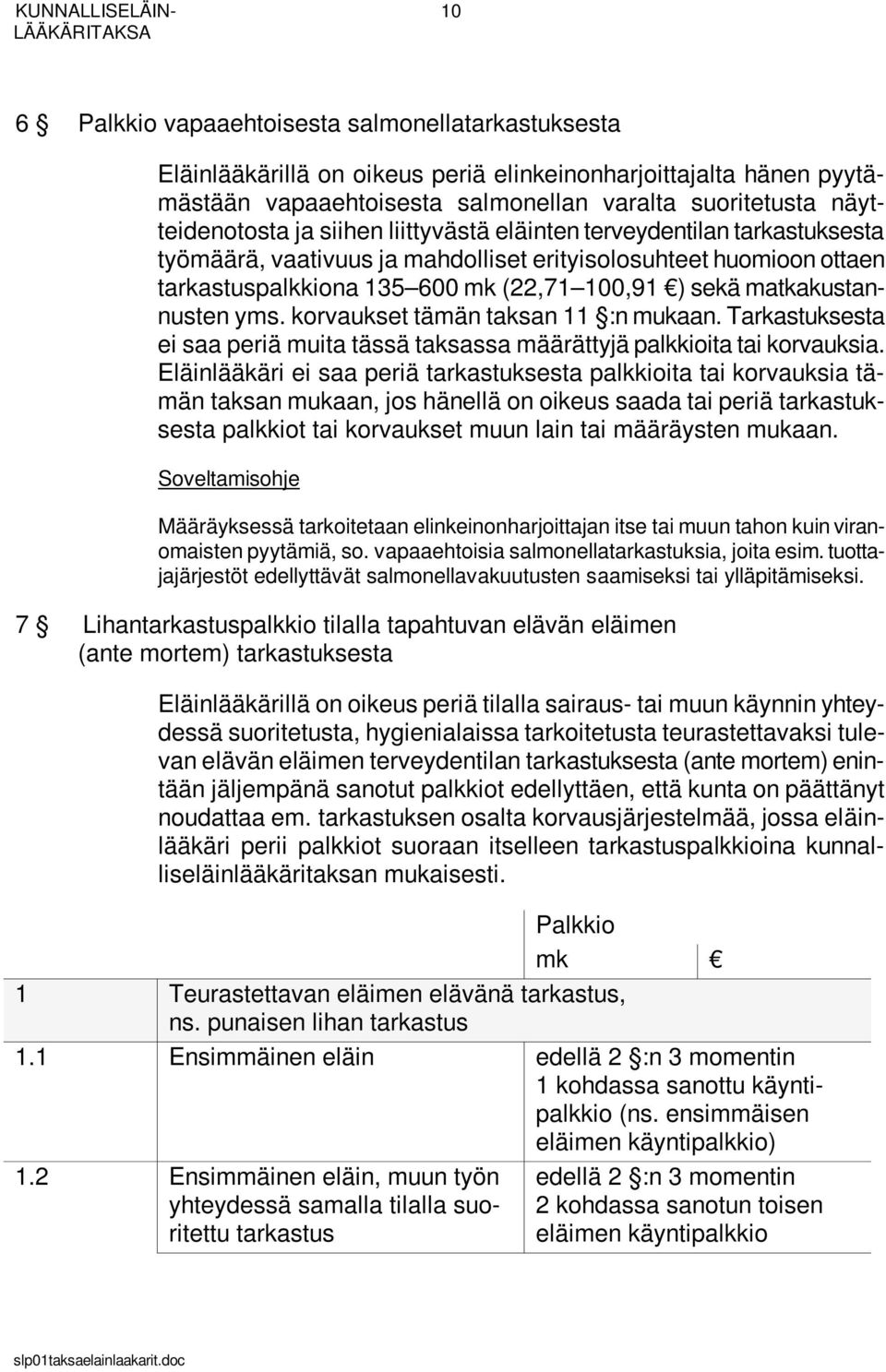 matkakustannusten yms. korvaukset tämän taksan 11 :n mukaan. Tarkastuksesta ei saa periä muita tässä taksassa määrättyjä palkkioita tai korvauksia.