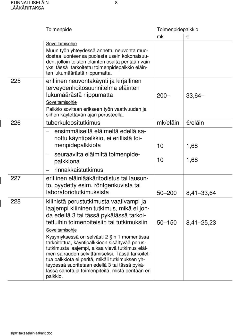 225 erillinen neuvontakäynti ja kirjallinen terveydenhoitosuunnitelma eläinten lukumäärästä riippumatta Palkkio sovitaan erikseen työn vaativuuden ja siihen käytettävän ajan perusteella.