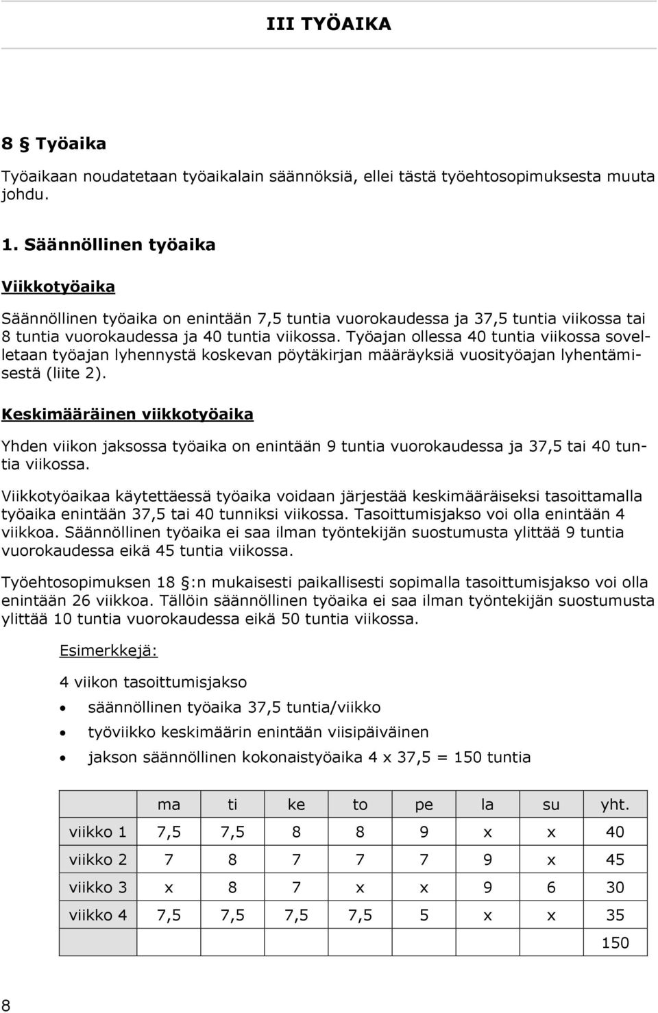 Työajan ollessa 40 tuntia viikossa sovelletaan työajan lyhennystä koskevan pöytäkirjan määräyksiä vuosityöajan lyhentämisestä (liite 2).