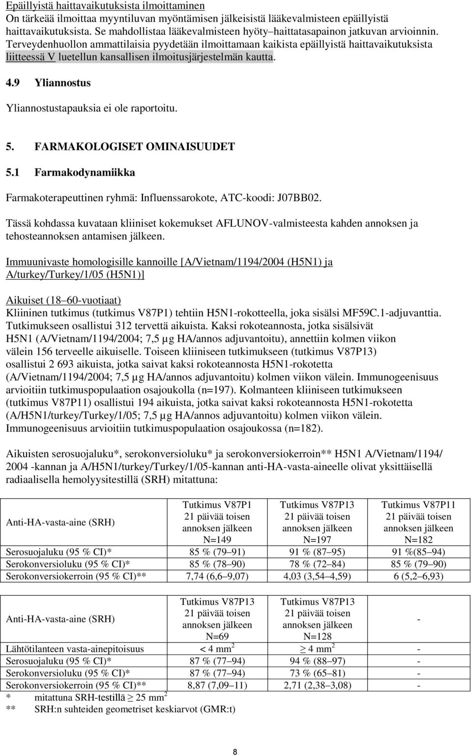 Terveydenhuollon ammattilaisia pyydetään ilmoittamaan kaikista epäillyistä haittavaikutuksista liitteessä V luetellun kansallisen ilmoitusjärjestelmän kautta. 4.