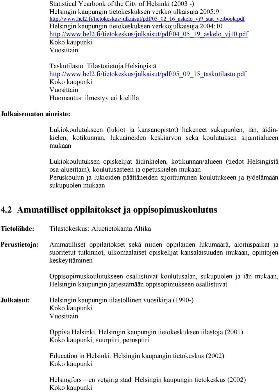 pdf Taskutilasto. Tilastotietoja Helsingistä http://www.hel2.fi/tietokeskus/julkaisut/pdf/05_09_15_taskutilasto.