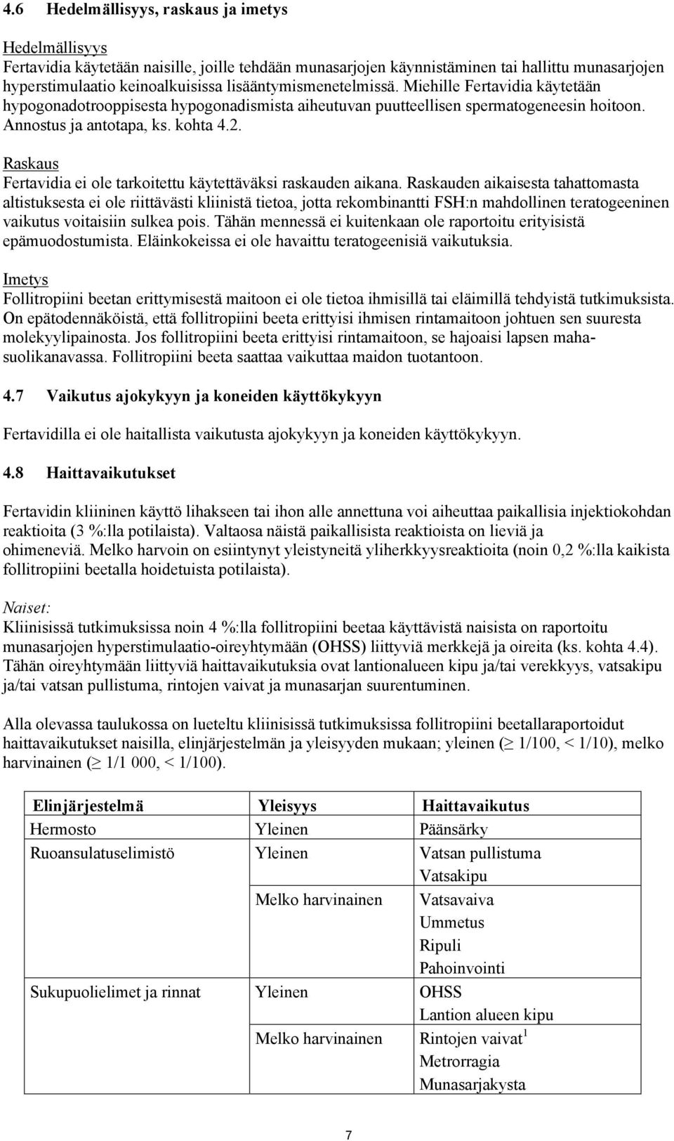 Raskaus Fertavidia ei ole tarkoitettu käytettäväksi raskauden aikana.