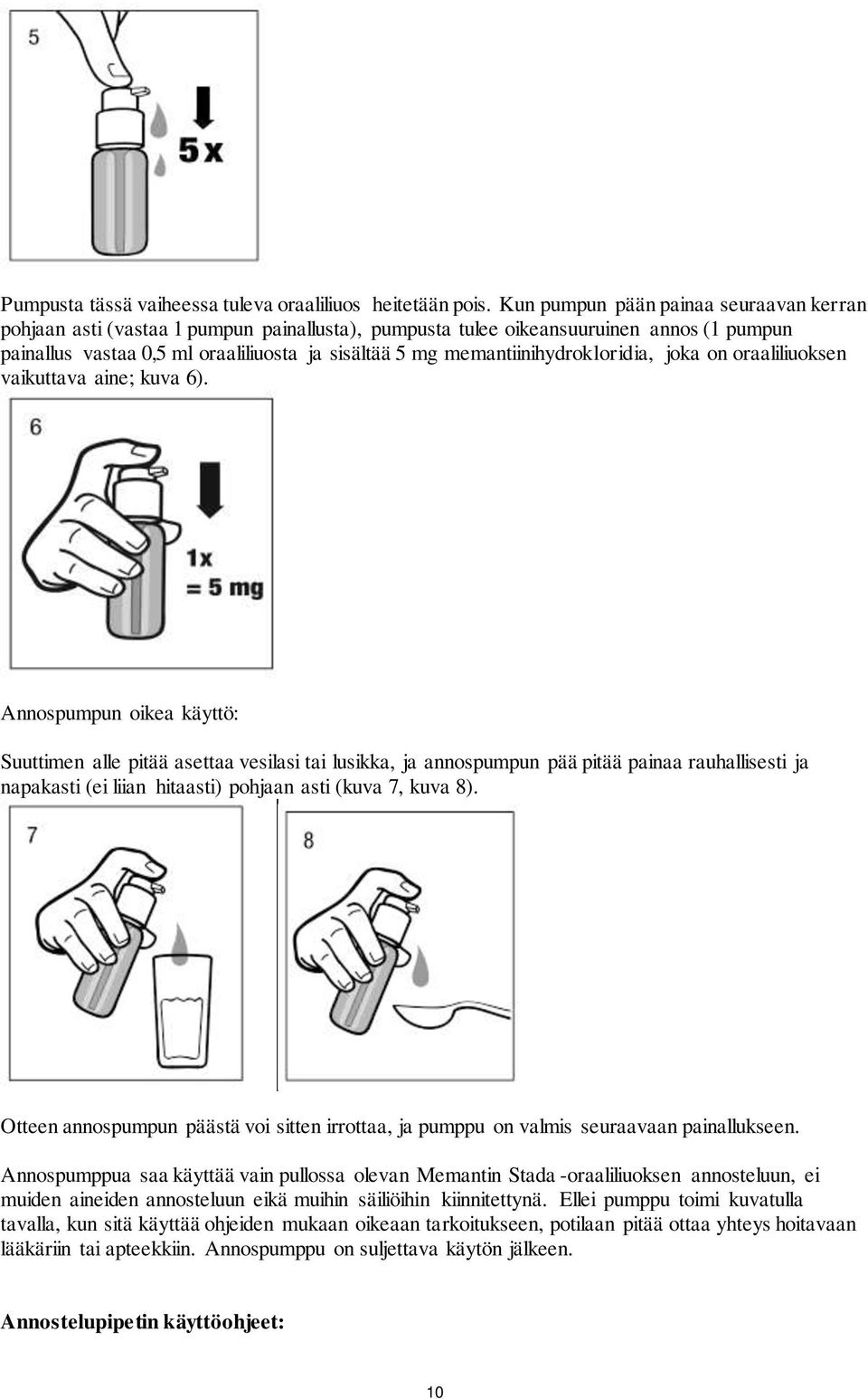 memantiinihydrokloridia, joka on oraaliliuoksen vaikuttava aine; kuva 6).