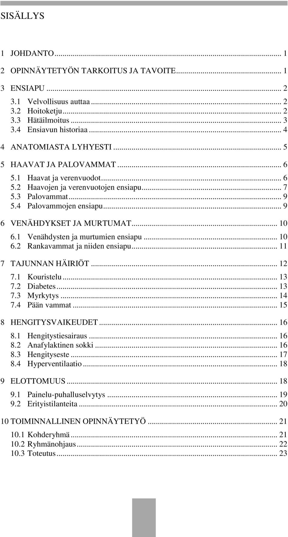 .. 9 6 VENÄHDYKSET JA MURTUMAT... 10 6.1 Venähdysten ja murtumien ensiapu... 10 6.2 Rankavammat ja niiden ensiapu... 11 7 TAJUNNAN HÄIRIÖT... 12 7.1 Kouristelu... 13 7.2 Diabetes... 13 7.3 Myrkytys.