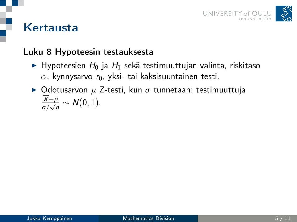 kaksisuuntainen testi.