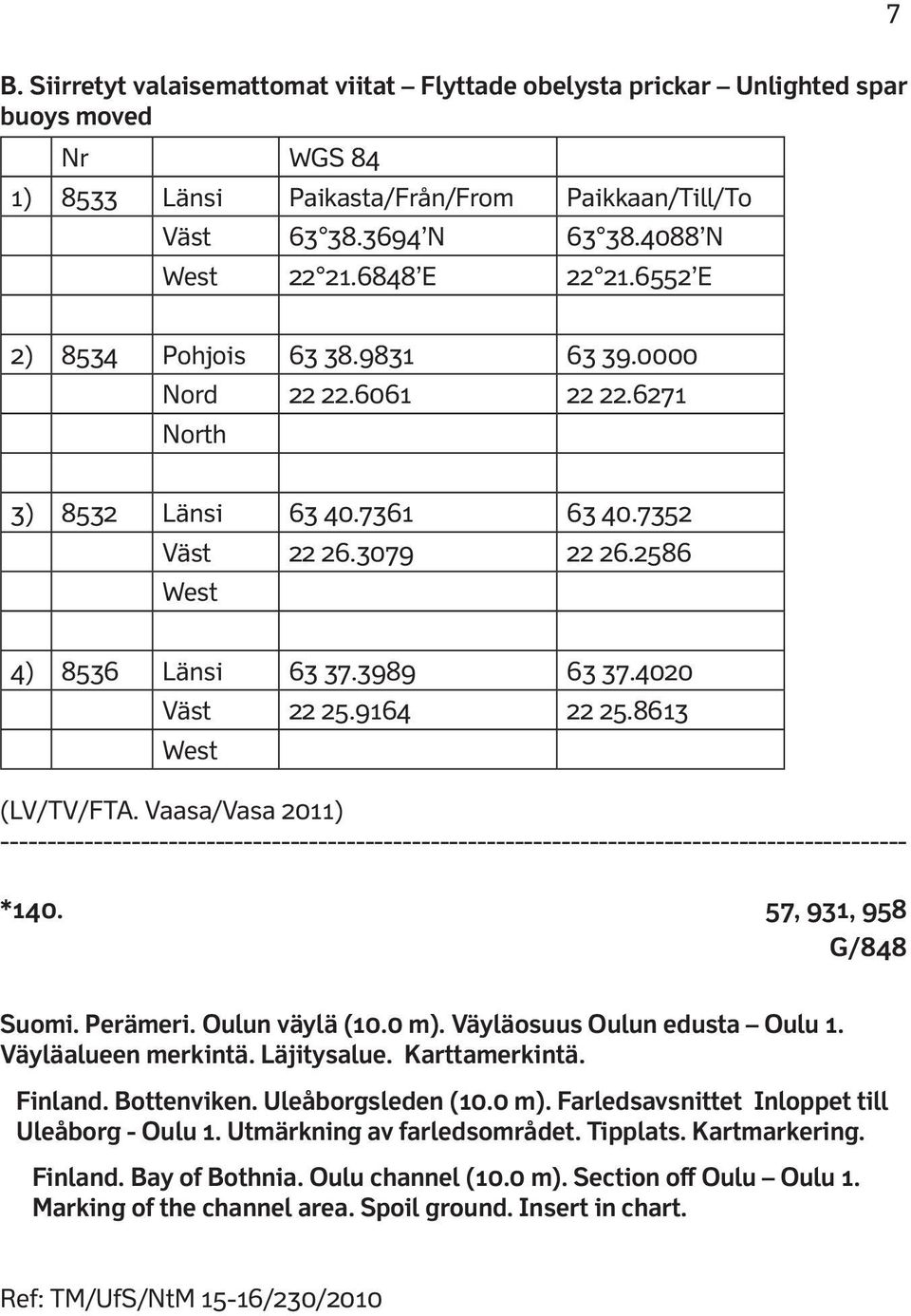 9164 22 25.8613 West (LV/TV/FTA. Vaasa/Vasa 2011) ------------------------------------------------------------------------------------------------- *140. 57, 931, 958 G/848 Suomi. Perämeri.