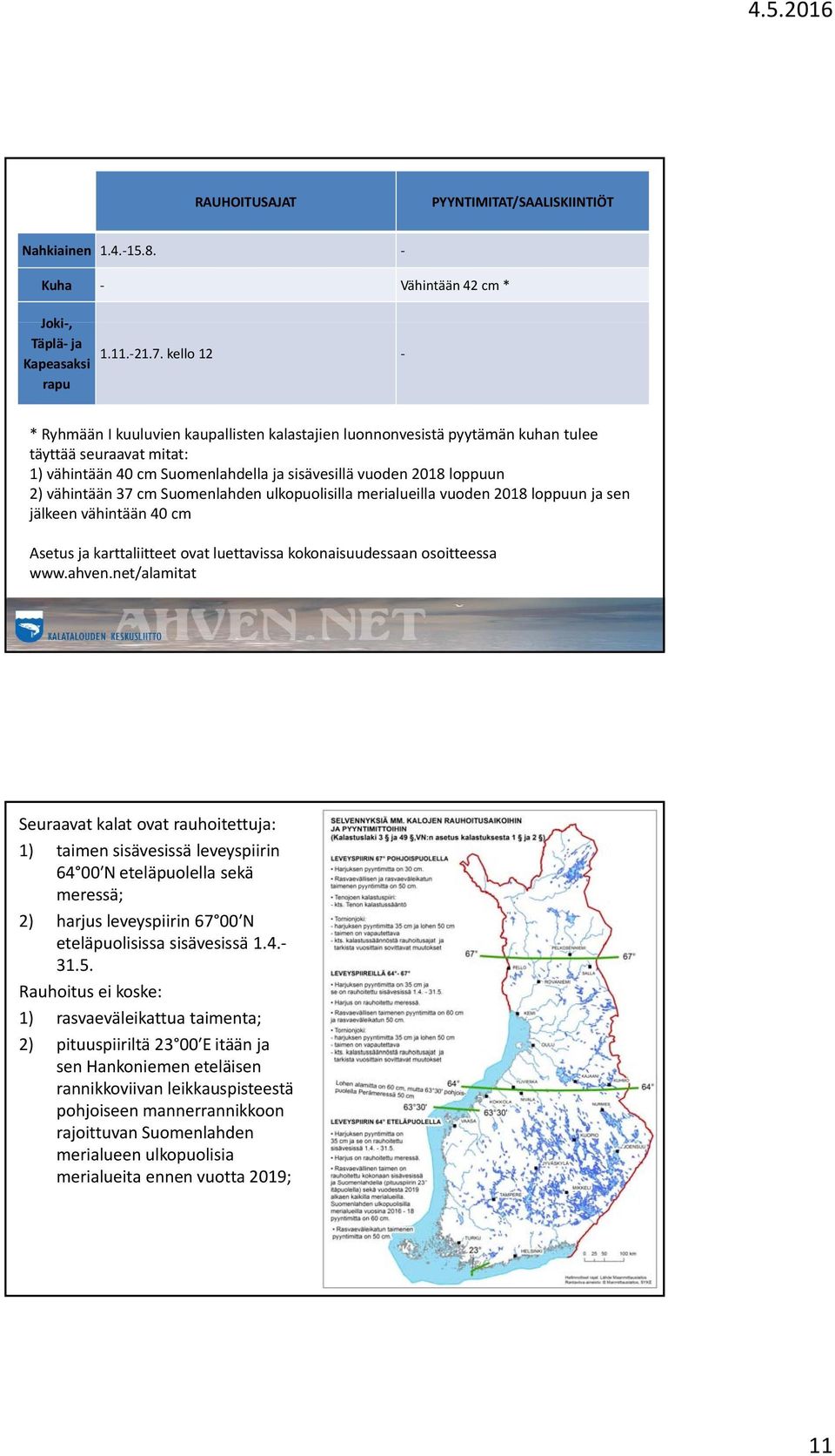 37 cm Suomenlahden lh ulkopuolisilla l ll merialueilla ll vuoden 2018 loppuun ja sen jälkeen vähintään 40 cm Asetus ja karttaliitteet ovat luettavissa kokonaisuudessaan osoitteessa www.ahven.