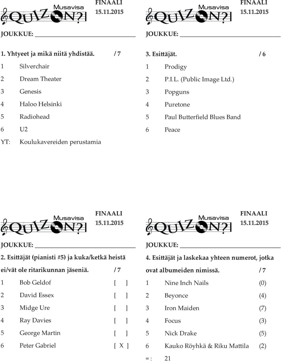 Esi äjät (pianisti #5) ja kuka/ketkä heistä ei/vät ole ritarikunnan jäseniä.