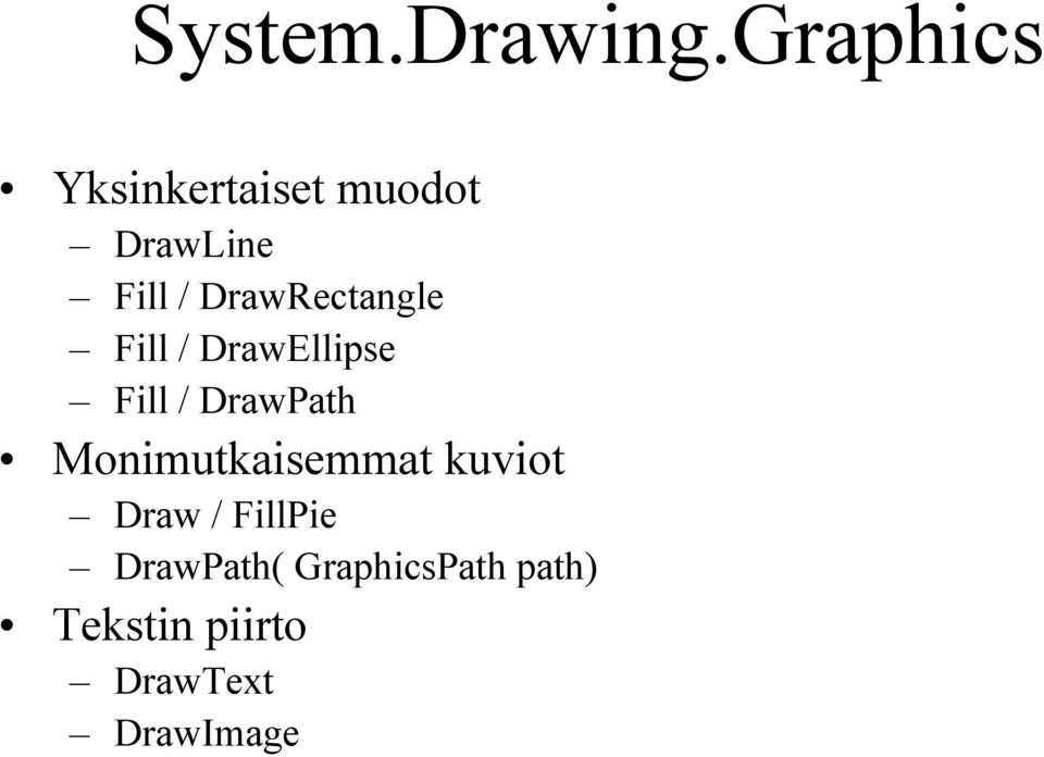DrawRectangle Fill / DrawEllipse Fill / DrawPath