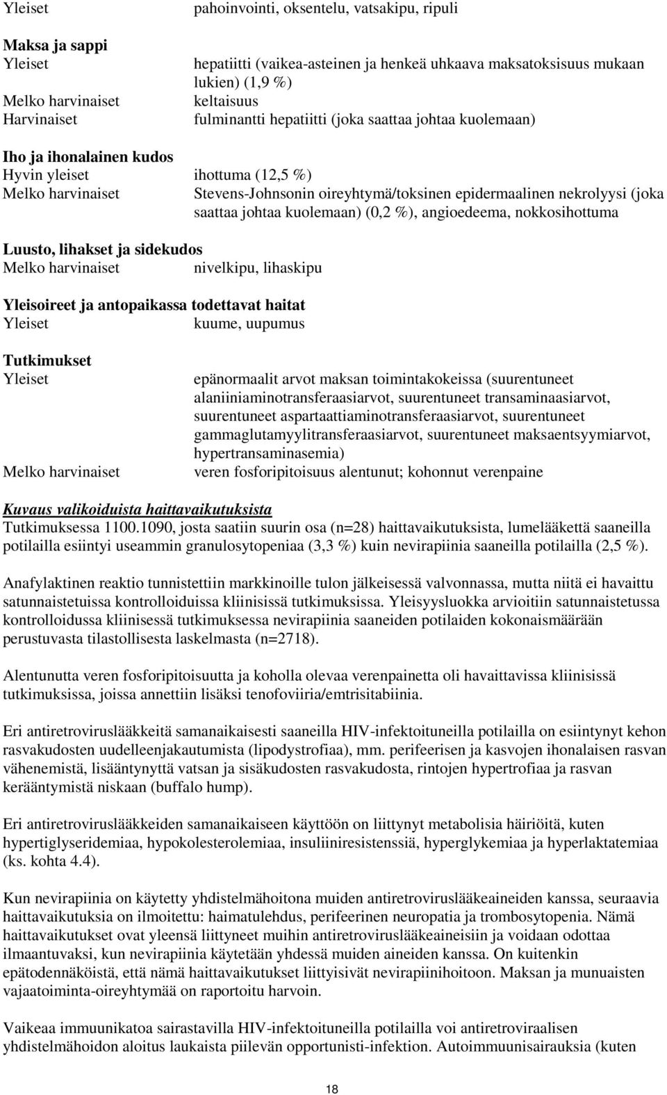 saattaa johtaa kuolemaan) (0,2 %), angioedeema, nokkosihottuma Luusto, lihakset ja sidekudos Melko harvinaiset nivelkipu, lihaskipu Yleisoireet ja antopaikassa todettavat haitat Yleiset kuume,