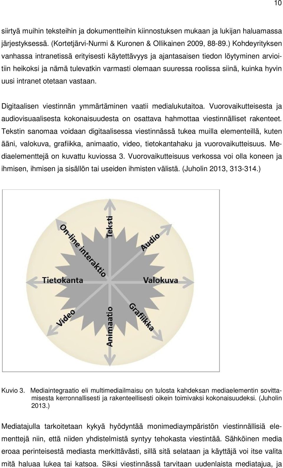 intranet otetaan vastaan. Digitaalisen viestinnän ymmärtäminen vaatii medialukutaitoa. Vuorovaikutteisesta ja audiovisuaalisesta kokonaisuudesta on osattava hahmottaa viestinnälliset rakenteet.