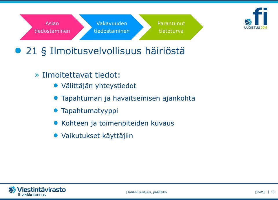 ajankohta Tapahtumatyyppi Kohteen ja toimenpiteiden