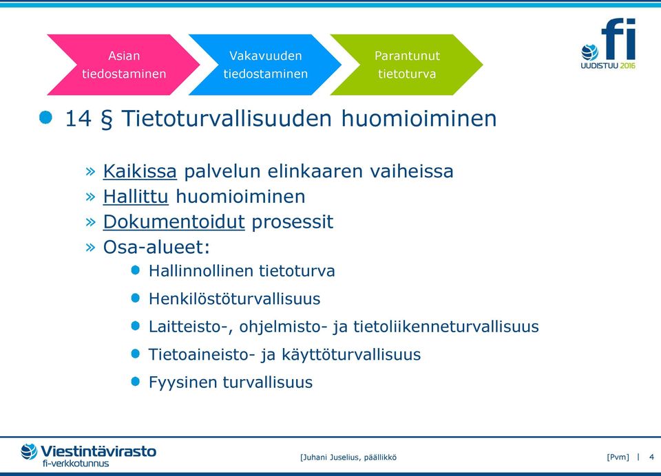 Henkilöstöturvallisuus Laitteisto-, ohjelmisto- ja tietoliikenneturvallisuus