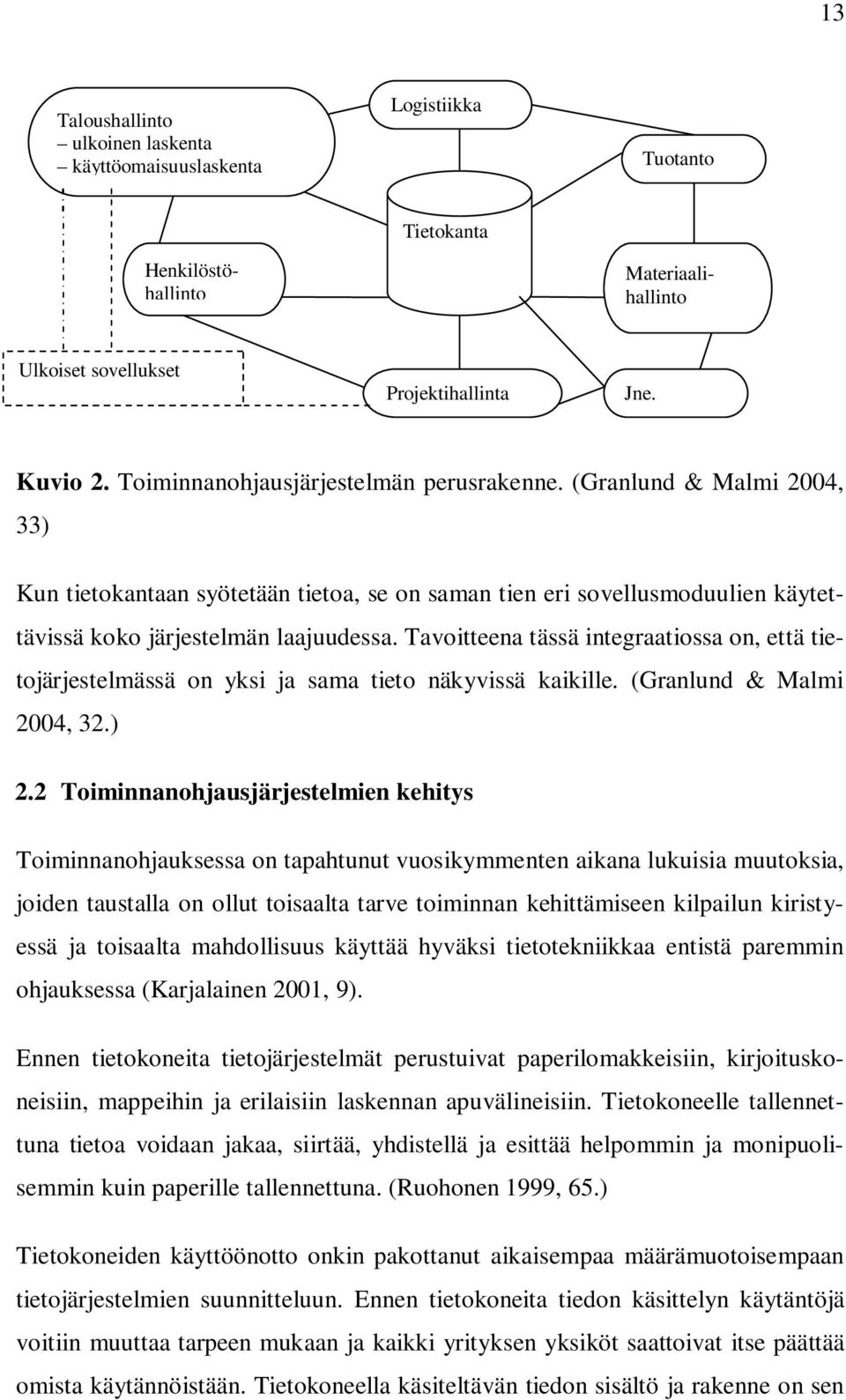 Tavoitteena tässä integraatiossa on, että tietojärjestelmässä on yksi ja sama tieto näkyvissä kaikille. (Granlund & Malmi 2004, 32.) 2.