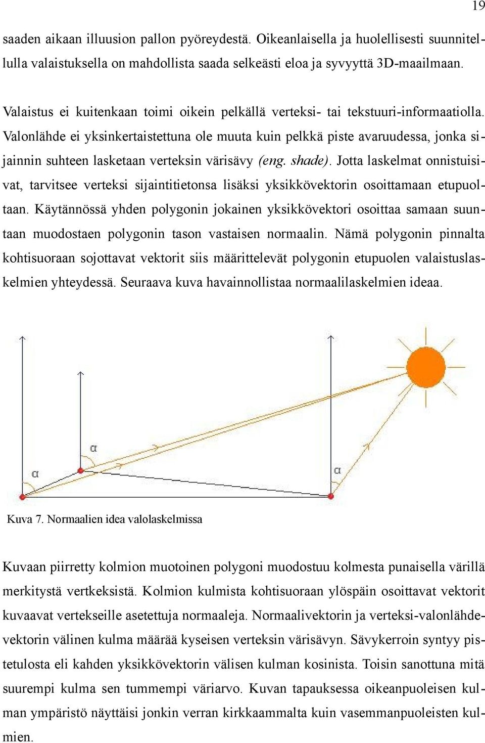 Valonlähde ei yksinkertaistettuna ole muuta kuin pelkkä piste avaruudessa, jonka sijainnin suhteen lasketaan verteksin värisävy (eng. shade).