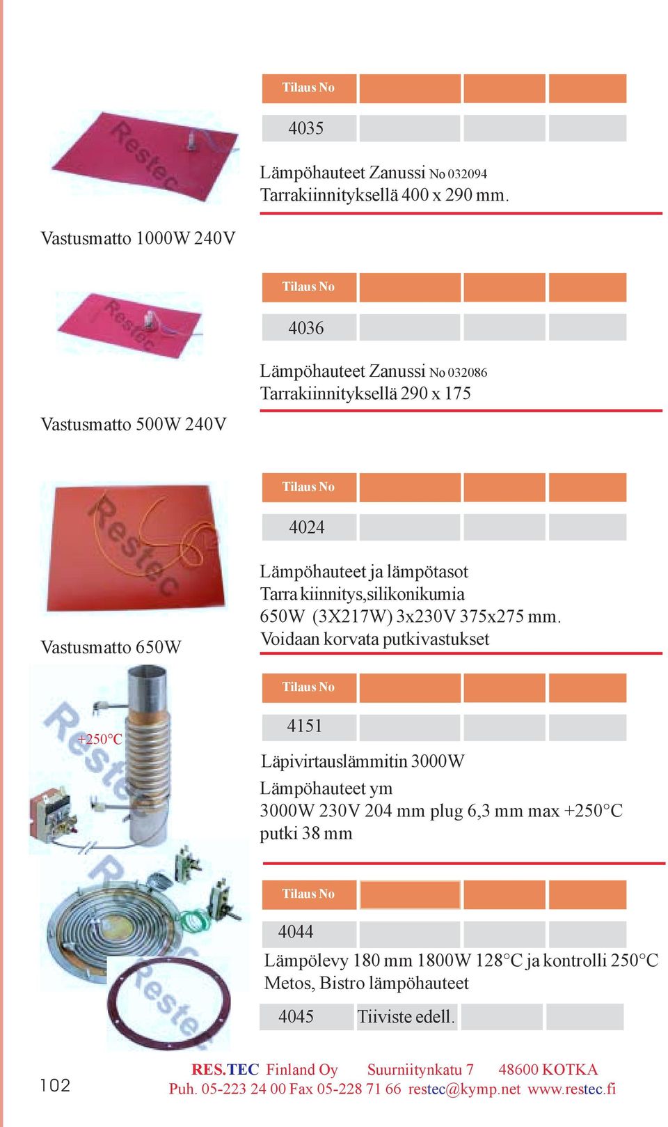 Lämpöhauteet ja lämpötasot Tarra kiinnitys,silikonikumia 650W (3X217W) 3x230V 375x275 mm.